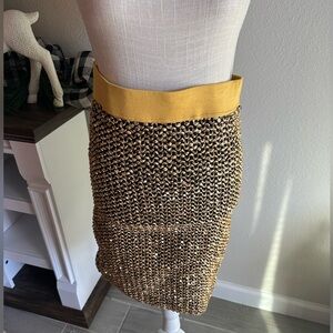 Ing Metallic Gold Pencil Skirt - Size L
